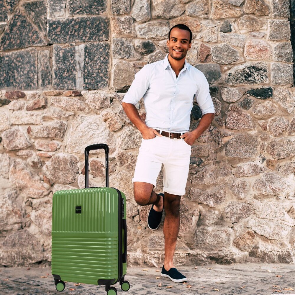 NEW -World Traveler Dejuno Tonal 20-Inch Carry-On Polycarbonate Luggage - Matcha - Picture 2 of 7